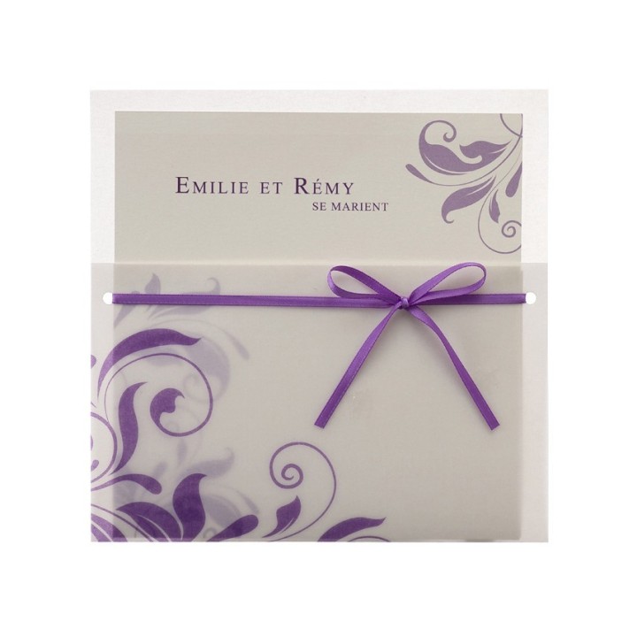 Faire-part mariage POCHETTE CALQUE ARABESQUE VIOLINE