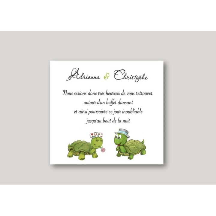 CARTE INVITATION TORTUE AMOUREUSE