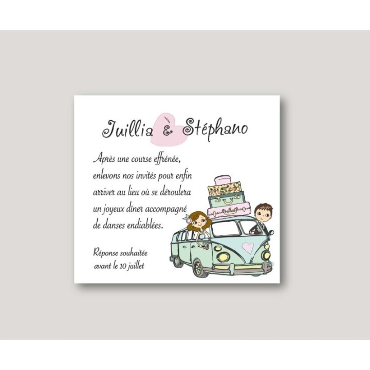 CARTE invitation MARIAGE MICROBUS