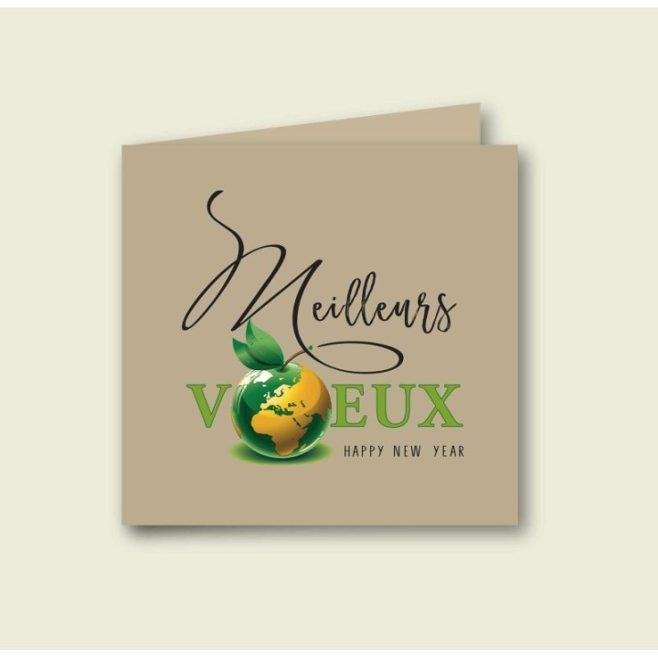 CARTE DE VŒUX LA PLANÈTE, PAPIER BRUN ÉCOLO.