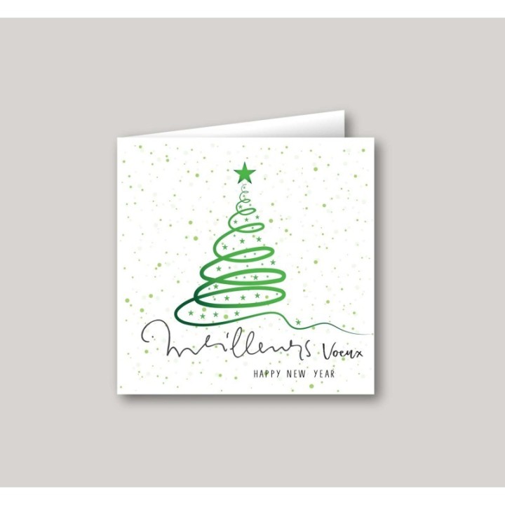 CARTE DE VŒUX SAPIN VERT  MEILLEURS VŒUX