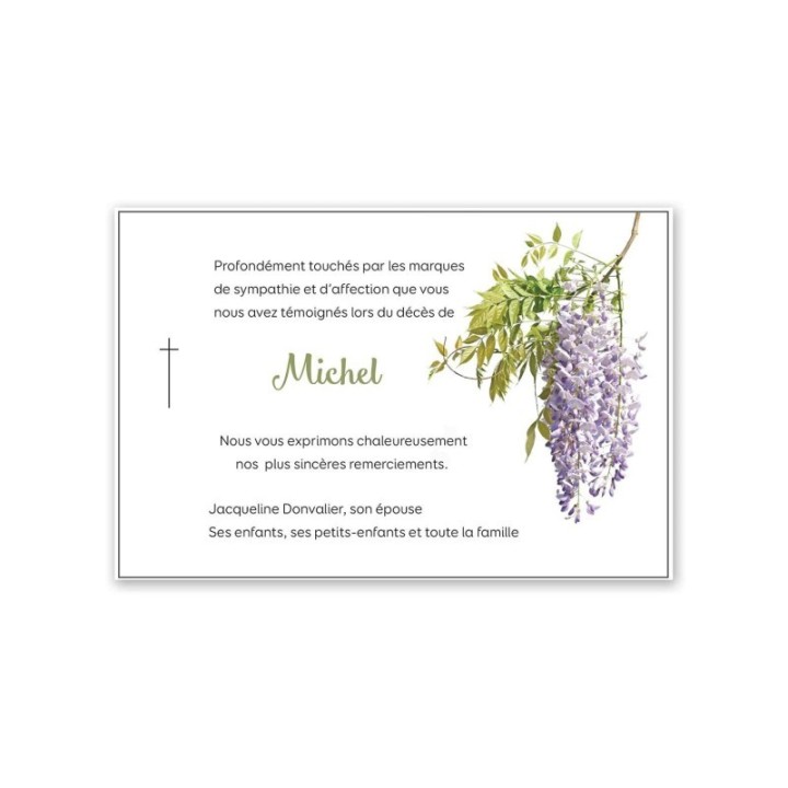 carte condoléances personnalise Branche  fleur de lilas