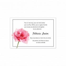 carte remerciements décès,  SUBLIME Cœur de Rose design