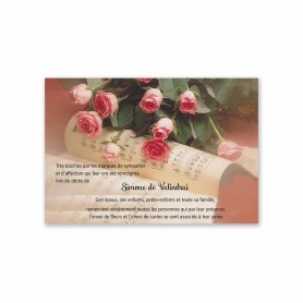 partition de musique carte remerciements décès, condoléances, roses de brehatt