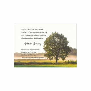 carte remerciements décès Arbre un chêne ROC