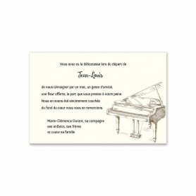 carte remerciements décès, le pianiste