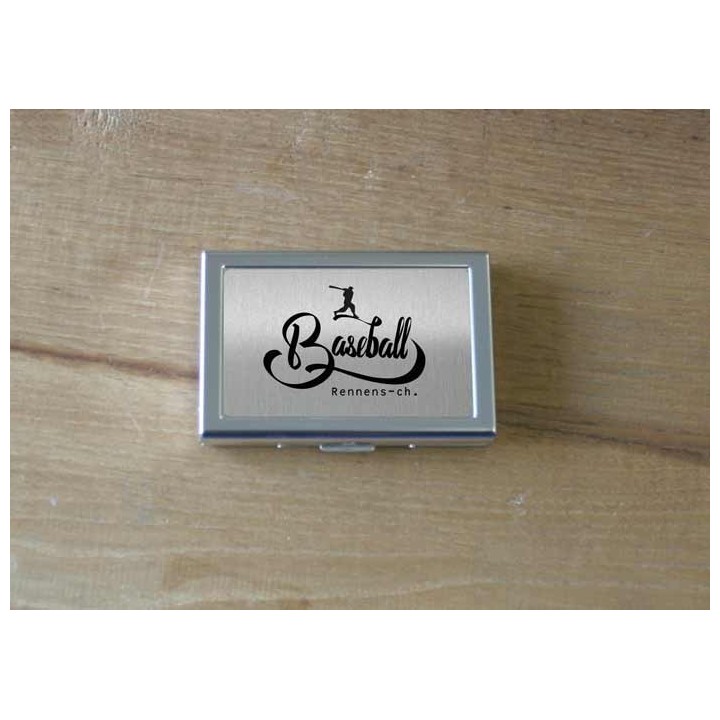 ÉCRIN CARTE DE VISITE MÉTAL CHROME ARGENTE PERSONNALISÉE