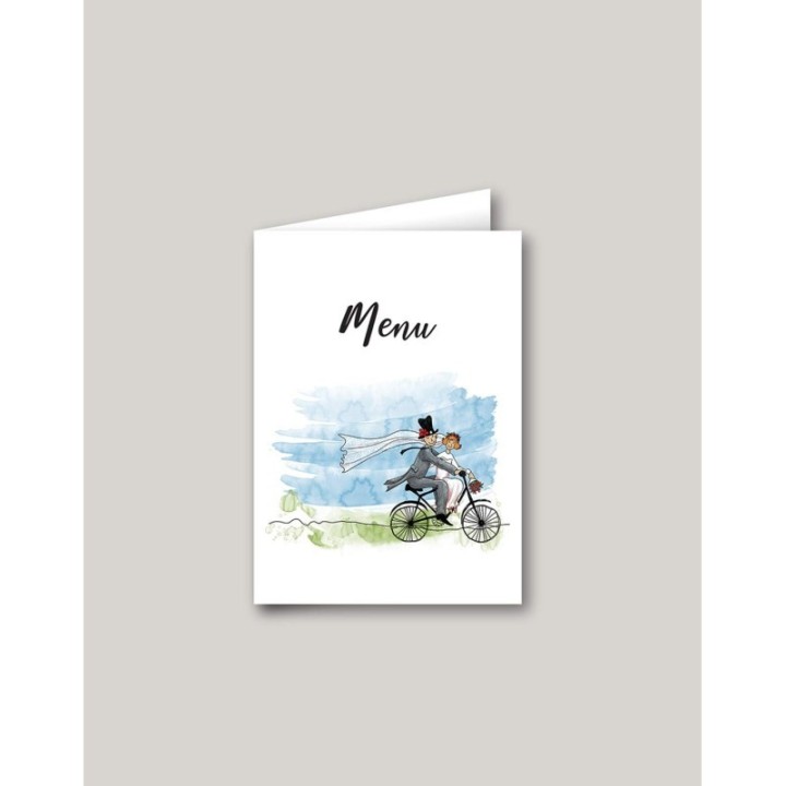 Menu mariage  sur le vélo en pleine nature. en route vers de nouvelles aventures