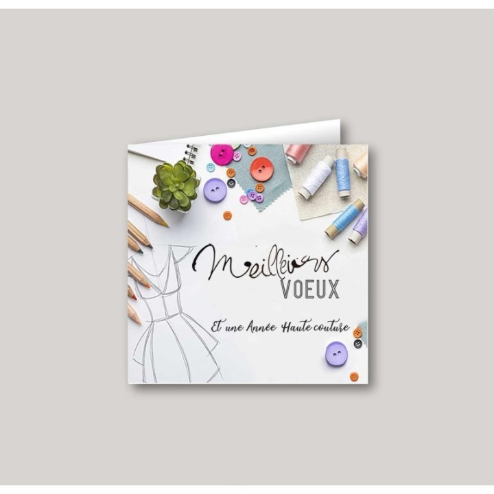 CARTE DE VŒUX HAUTE COUTURE, entreprise de mode, couturière, modéliste, création de vêtement