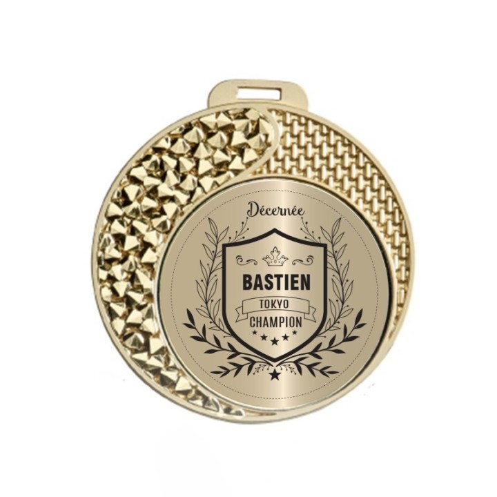 Médaille D’OR  GRAVÉE personnalisée RENDRE HOMMAGE  récompense le   mérite, le sportif, le service rendu