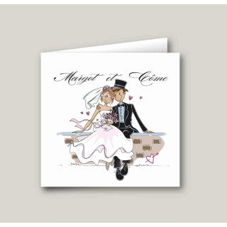 FAIRE PART MARIAGE beaux les mariés se photographie sur un banc, ROSITA