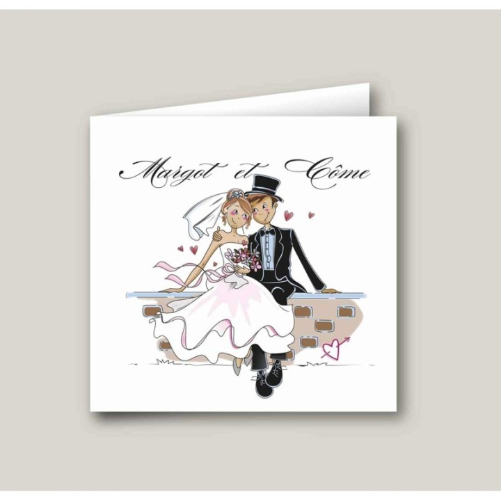 FAIRE PART MARIAGE beaux les mariés se photographie sur un banc, ROSITA