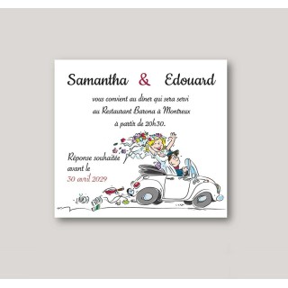 carte invitation mariage 
Sibelle  graphisme la coccinelle  voiture emblématique