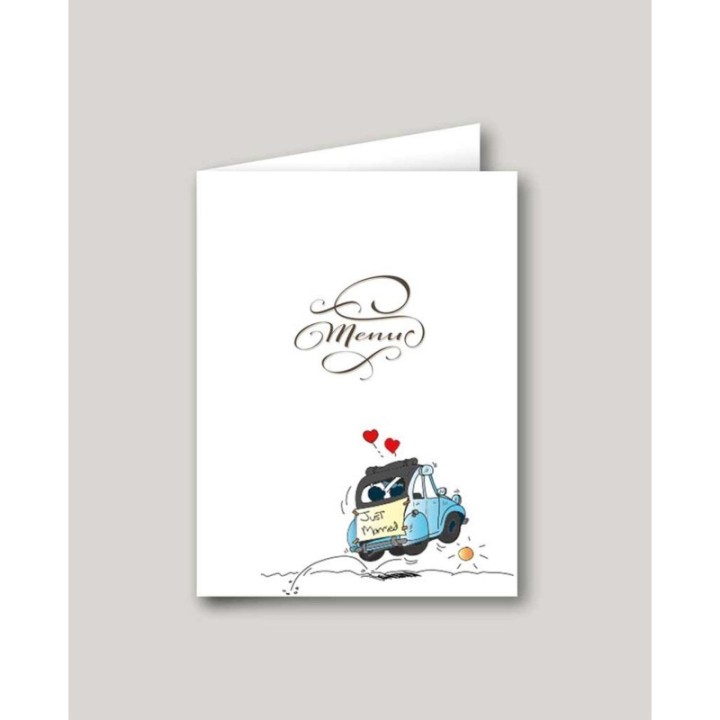 CARTON MENU MARIAGE  DESIGN 2CV RETRO