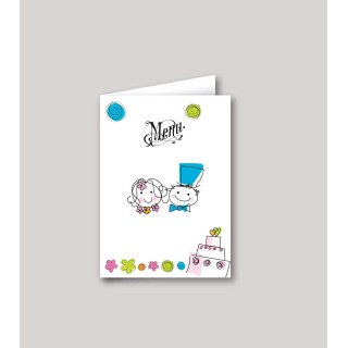 CARTE MENU MARIAGE  Personnalisée CALENDRIER
dessin des amoureux