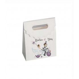 BOITE A DRAGÉE design Cycliste en violet  DENTELLE  personnalisée