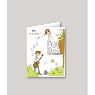 FAIRE PART MARIAGE GUITARISTE JOUE DE LA MUSIQUE POUR SON AMOUREUSE