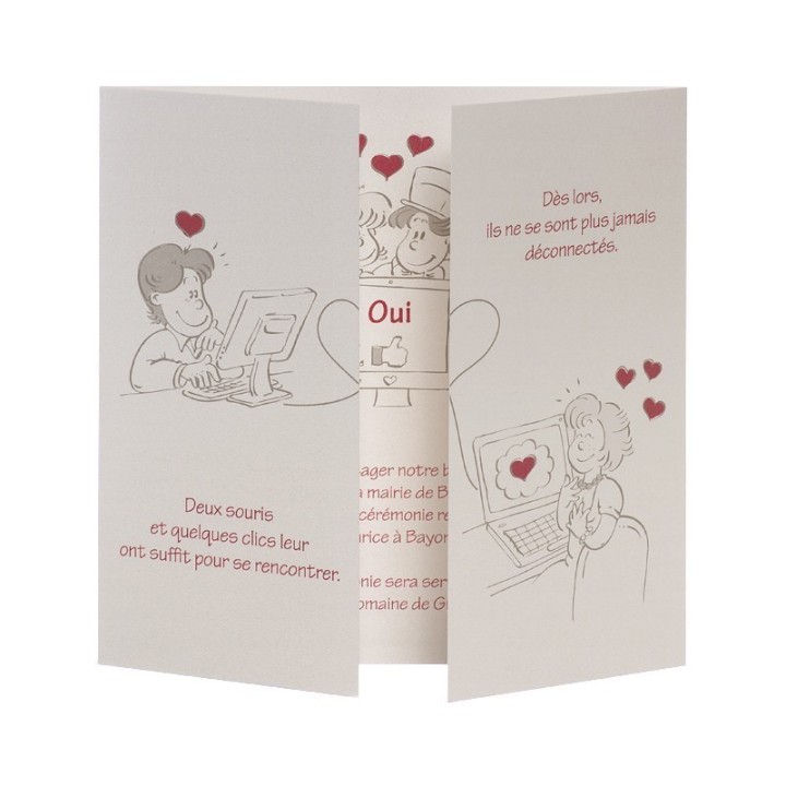 FAIRE PART MARIAGE  les amoureux connecter rencontre sur le net histoire d'amour