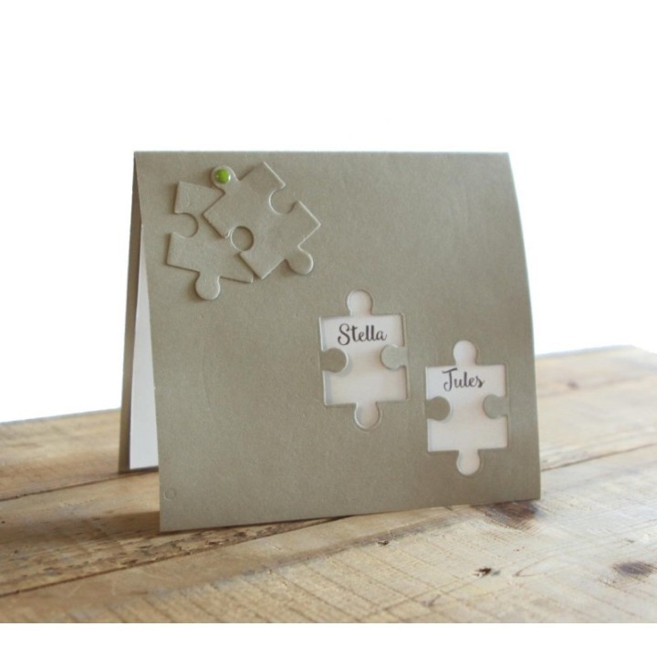 FAIRE PART MARIAGE  PUZZLE EN PAPIER ECOLOGIQUE KRAFT