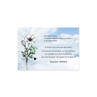 CARTE REMERCIEMENT DÉCÈS CONDOLEANCES DEUIL, 
 fleurs du jardinier grenoble