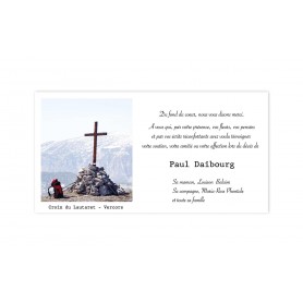 CARTE REMERCIEMENTS DECES, condoleances, croix du Lautaret dans le Vercors