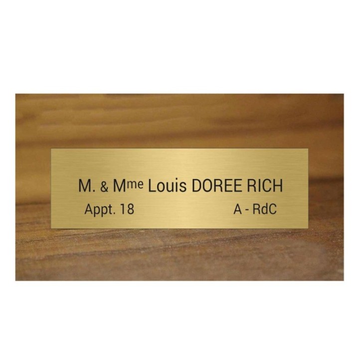 Plaque boite aux lettres dorée,  gravure Lettres noires à Grenoble