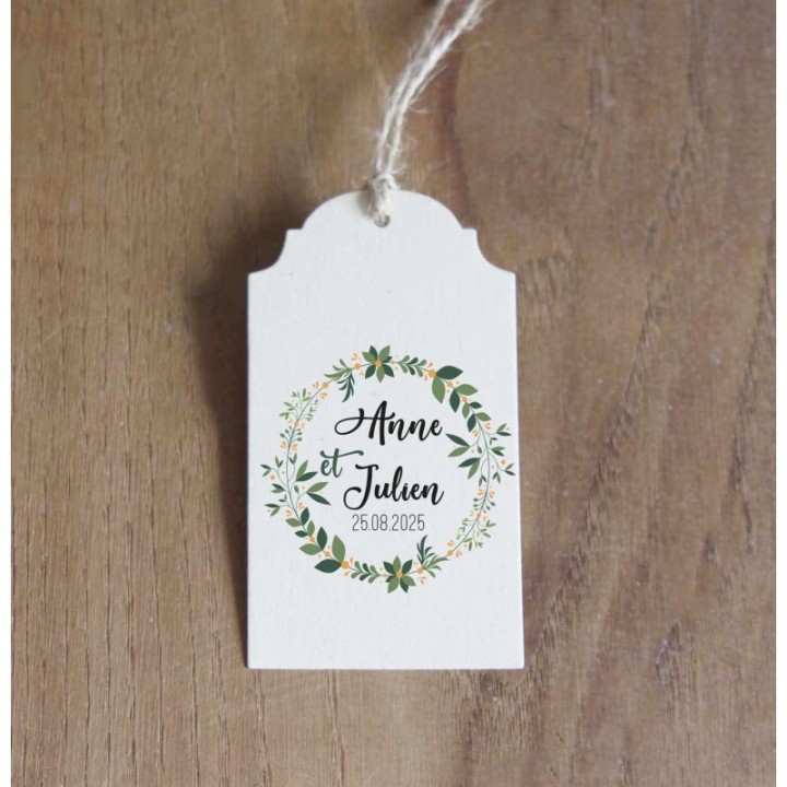 ETIQUETTE COURONNE EN FEUILLES, boite a dragée, pochon