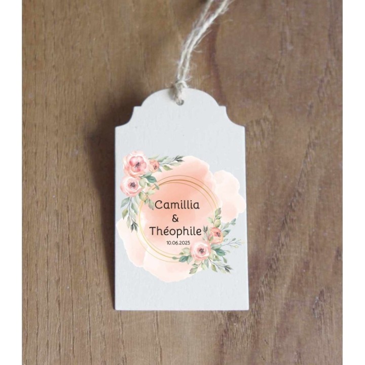 étiquette boite a dragée CAMELLIA  CENTRE EN FLEURS