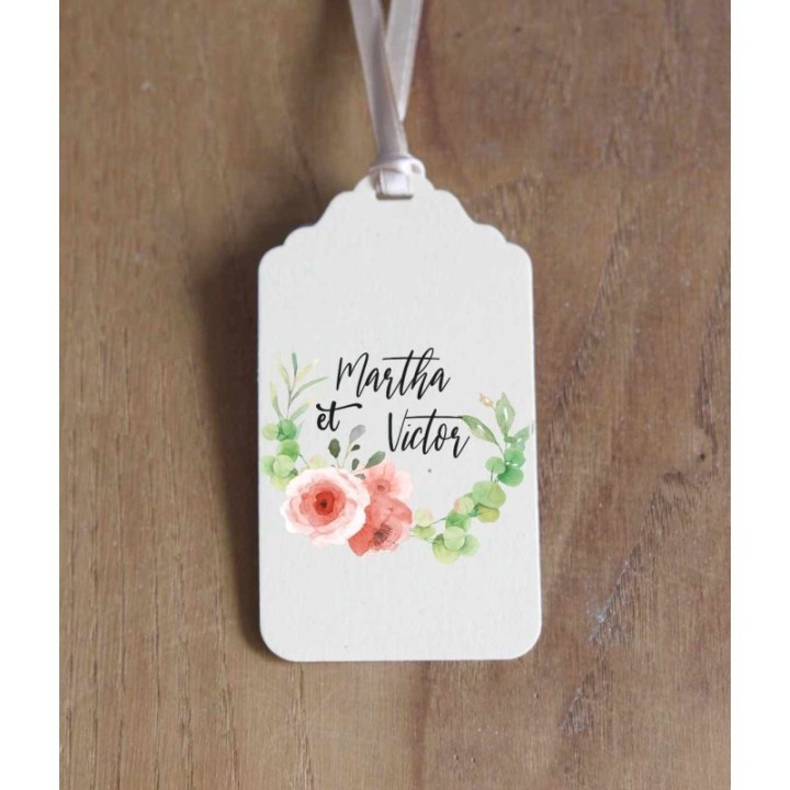 étiquette boite a dragée demi couronne de roses