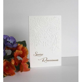 REMERCIEMENTS DECES, carte embossé en fleurs, rose, luxe,  papier gaufre a Grenoble