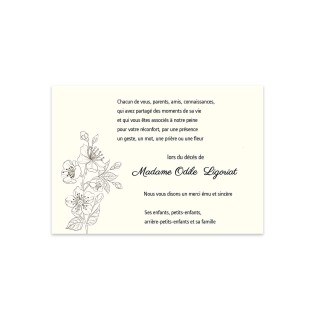 Remerciements de décès personnalise FLEURS magnolia suite au condoléances