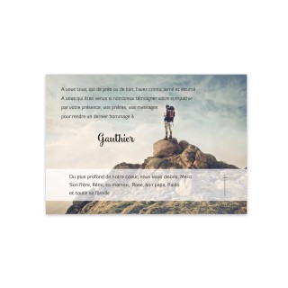 REMERCIEMENTS DECES  Alpinistes CARTE condoléances,  décès  randonneur  la haute montagne