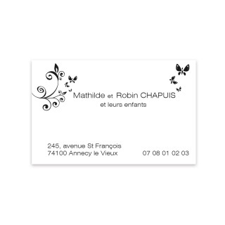 CARTE DE VISITE PARTICULIER
ARABESQUE ET ENVOL DE PAPILLON