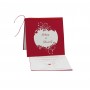 Carte invitation mariage  rouge Shangaï découpe harmonie fait apparaitre la carte blanche et ruban satin rouge