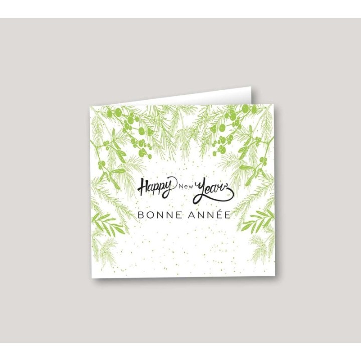 carte BONNE ANNEE GRAPHISME PINS DES LANDES   BONNE ANNE ET HAPPY NEW YEAR