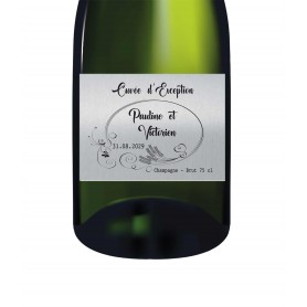 étiquette argent  chrome personnalise bouteille de vin, champagne, anniversaire à Grenoble