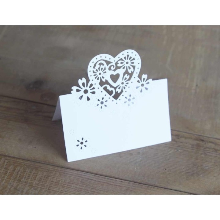 MARQUE-PLACE COEUR AJOURE DESIGN VENISE blanc Meudon, haut de gamme