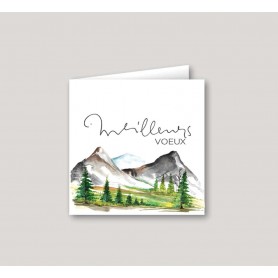 carte de vœux  bonne année Aquarelle de la Montagne 
 les Alpes personnalisée à Grenoble
