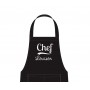 Tablier noir du chef  flocage en blanc 100 % coton,  Kariban  personnalise