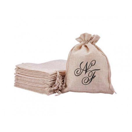 pochon en toile de jute naturelle personnalise marquage noir