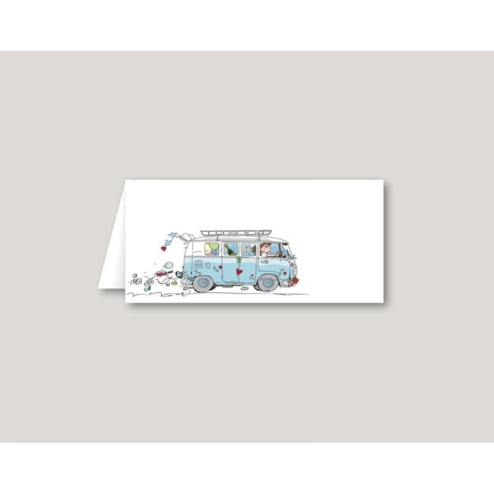 marque-place invités design   COMBI Volkswagen bleu voyage nostalgie