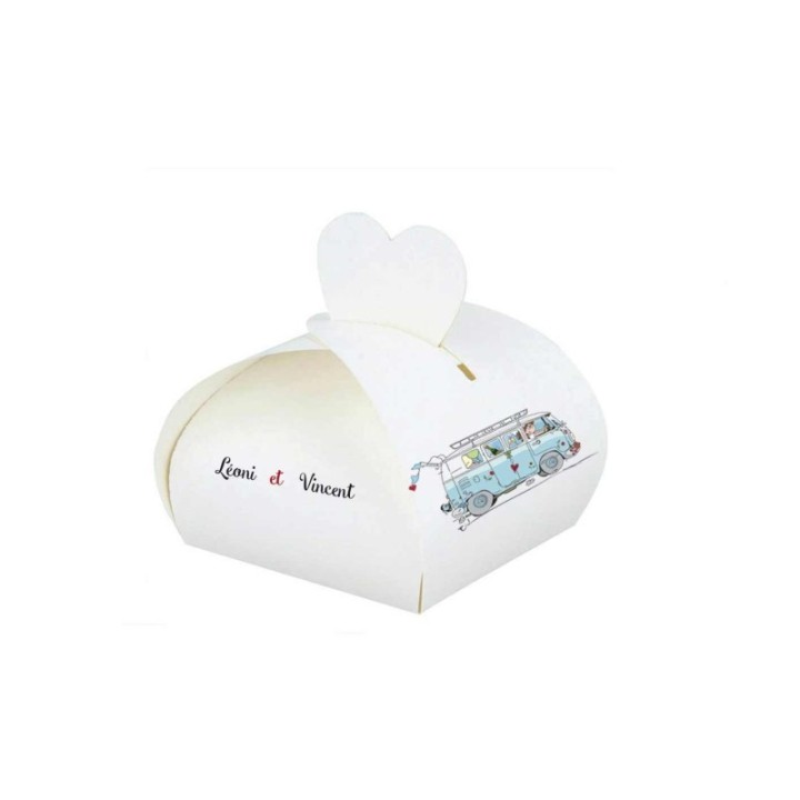 boite à dragée mariage 
 décor véhicule ancien COMBI Volkswagen