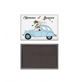 Magnet 2CV vintage personnalisé dos reborde de qualité,  objet cadeau entreprise, mariage, naissance, à Grenoble