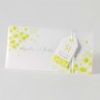 Faire-part de mariage  pochette papier calque transparent , branche  fleurs anis étiquette, ruban satin