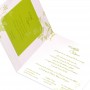 carte mariage, VERT ET BLANC SUBLIME DE FEUILLAGES,  2 étiquettes gravées de prénoms et lacet vert.