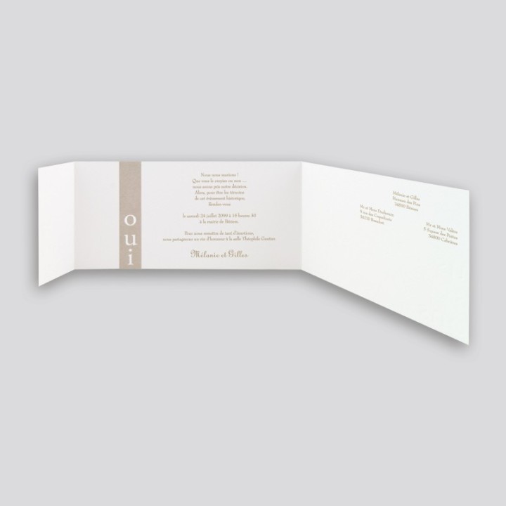 carte mariage nous nous marions moderne plies en 3 volets ouverture décentrée à Grenoble