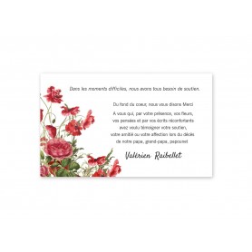 carte-remerciements-deces bouquet de fleurs rouges sauvages