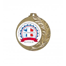 Médaille D’OR du DEVOUEMENT ET COURAGE  marquage COULEUR 
 DOME EN RESINE EN RELIEF   pour  service rendu