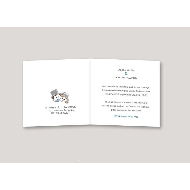 carte invitation mariage  LOUISON, HUMOUR,  la mariée en jarretelle, enlacés de anneau alliance