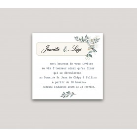carte invitation au repas mariage feuillage en aquarelle a Grenoble